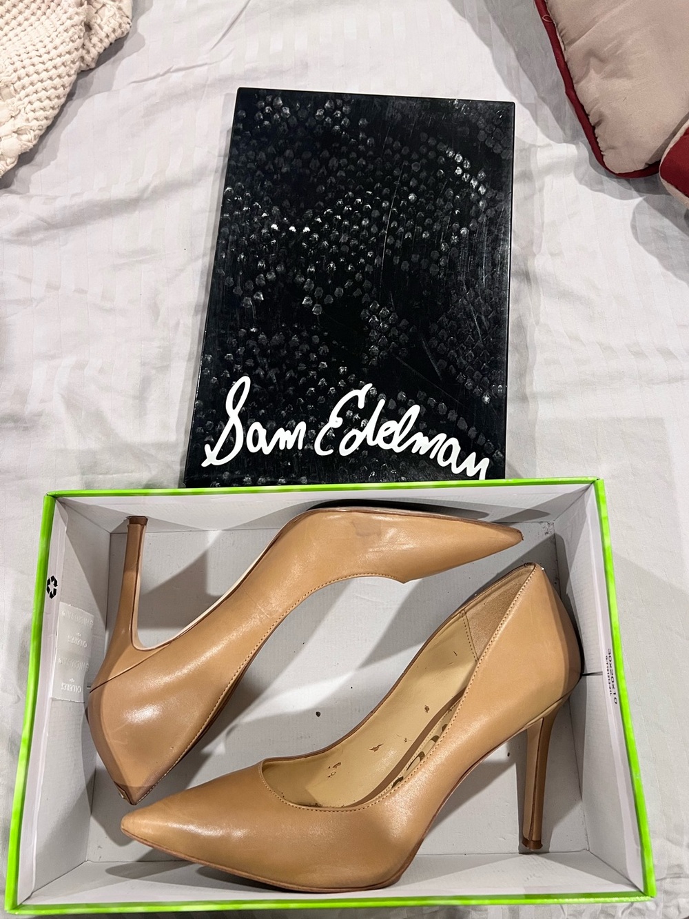 Sam Edelman Hazel Camel Leather Pointed-Toe High Heels